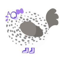 A mist and grey chicken with a speckle pattern