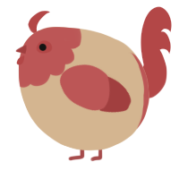A beige and red chicken with a head pattern