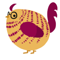 A honey and maroon chicken with a bar pattern