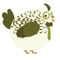 A white and olive chicken with a half-lace pattern