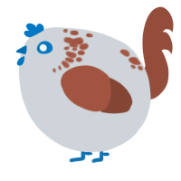 A mist and russet chicken with a neck-speckle pattern