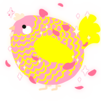 A rose and yellow chicken with a lace pattern