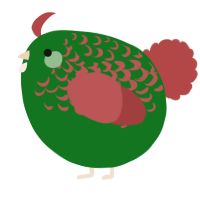 A leaf and red chicken with a half-lace pattern
