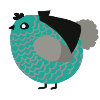 A turquoise and ash chicken with a lace pattern