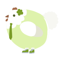 A apple and white chicken with a head pattern