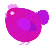 A fuchsia and amethyst chicken with a lace pattern