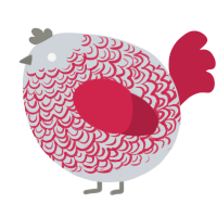 A mist and crimson chicken with a double-lace pattern