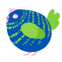 A ultramarine and grass chicken with a bar pattern