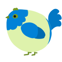 A apple and sapphire chicken with a head pattern