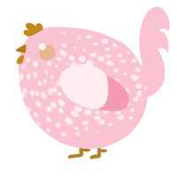 A rose chicken with a speckle pattern