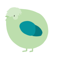 A gluppy and teal chicken