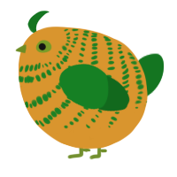 A orange and leaf chicken with a bar pattern