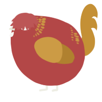 A red and gold chicken with a neck-band pattern