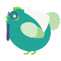 A turquoise and gluppy chicken