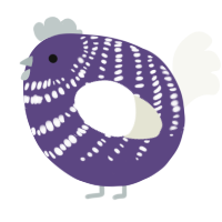 A overcast and white chicken with a bar pattern