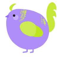 A lilac and lime chicken with a neck-band pattern