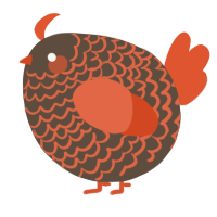 A bark and vermilion chicken with a lace pattern