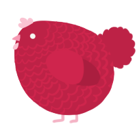 A crimson chicken with a lace pattern