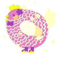 A blurple and silver chicken with a lace pattern