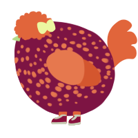 A wine and vermilion chicken with a speckle pattern