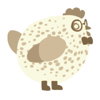 A white and orchid chicken with a speckle pattern