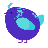A indigo and aqua chicken with a neck-speckle pattern