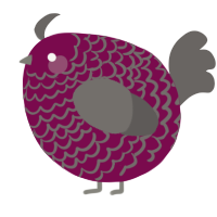 A wine and grey chicken with a lace pattern