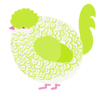 A white and lime chicken with a double-lace pattern