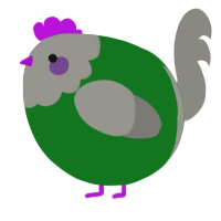 A leaf and ash chicken with a head pattern