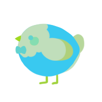 A aqua and lemon chicken with a head pattern