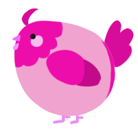 A pink and fuchsia chicken with a head pattern