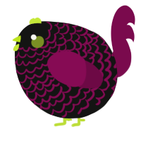 A black and wine chicken with a lace pattern