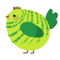 A lime and viridian chicken with a bar pattern