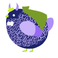 A navy and lilac chicken with a double-lace pattern