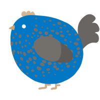 A sapphire and grey chicken with a speckle pattern