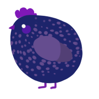 A navy and overcast chicken with a speckle pattern