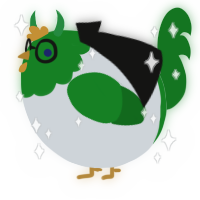 A mist and leaf chicken with a head pattern