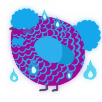 A plum and sky chicken with a lace pattern