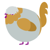A silver and gold chicken with a head pattern