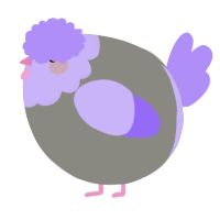 A ash and lilac chicken with a head pattern