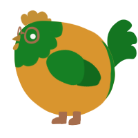 A orange and leaf chicken with a head pattern