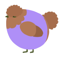 A lilac and brown chicken with a head pattern
