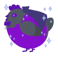 A amethyst and grey chicken with a head pattern