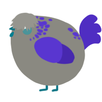 A ash and indigo chicken with a neck-speckle pattern