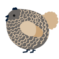 A grey and beige chicken with a lace pattern