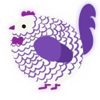 A silver and indigo chicken with a lace pattern
