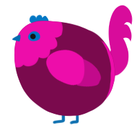 A wine and fuchsia chicken with a head pattern