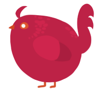 A crimson chicken with a neck-speckle pattern