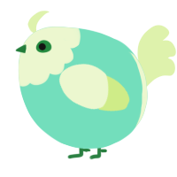 A mint and apple chicken with a head pattern