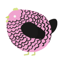 A pink and sable chicken with a lace pattern